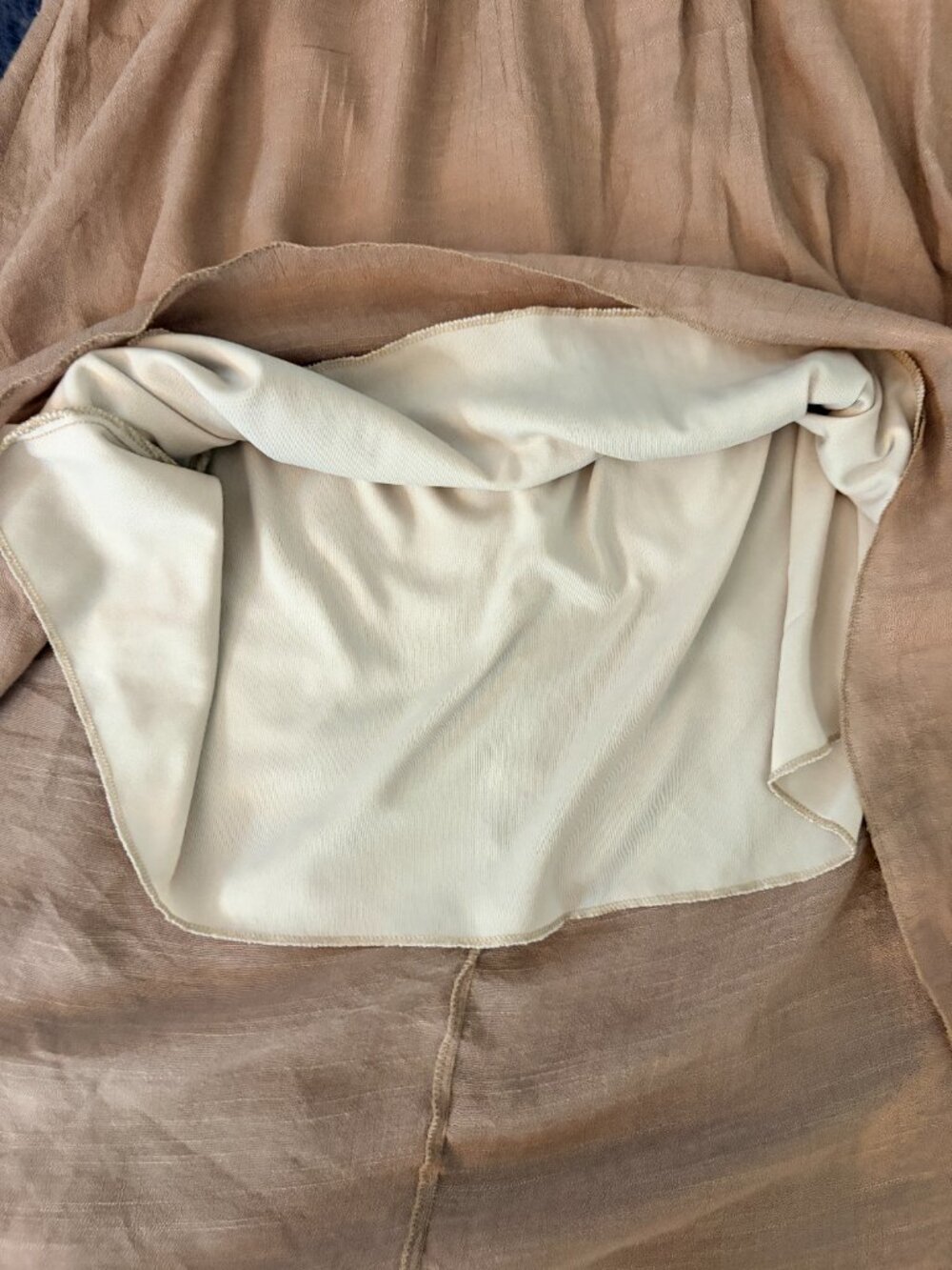 Studio W Tan Linen Blend Ruffle Dress 2X Boho Cottagecore Midi Resortwear Beach - Picture 7 of 10